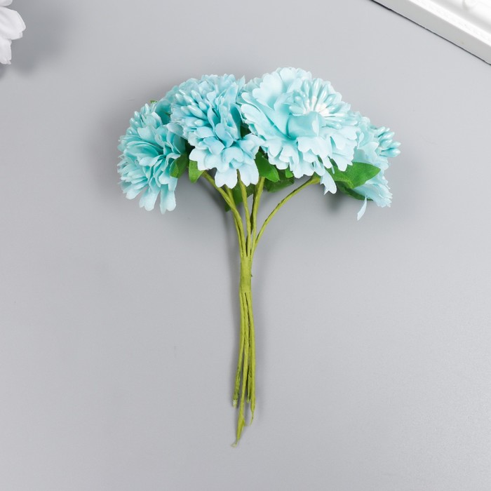 Цветы для декорирования Астра лазурная 1 букет=6 цветов 10 см