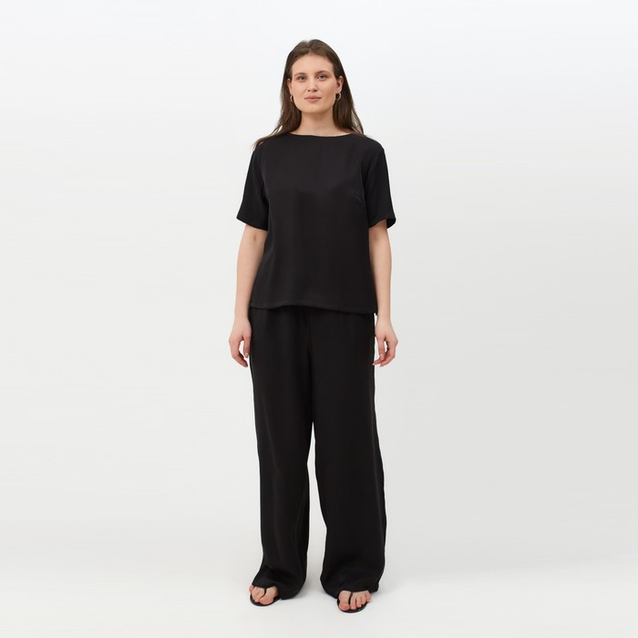 Костюм женский (футболка, брюки) MINAKU: Enjoy цвет чёрный, размер 48