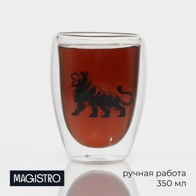 Стакан стеклянный с двойными стенками Magistro «Поль. Тигр силуэт», 350 мл, 8,5×11,5 см Ош