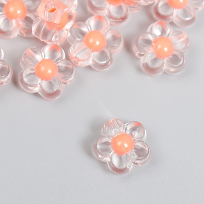 

Бусины пластик "Цветок с оранжевой серединкой" глянец 20 гр 0,6х1,2х1,2 см