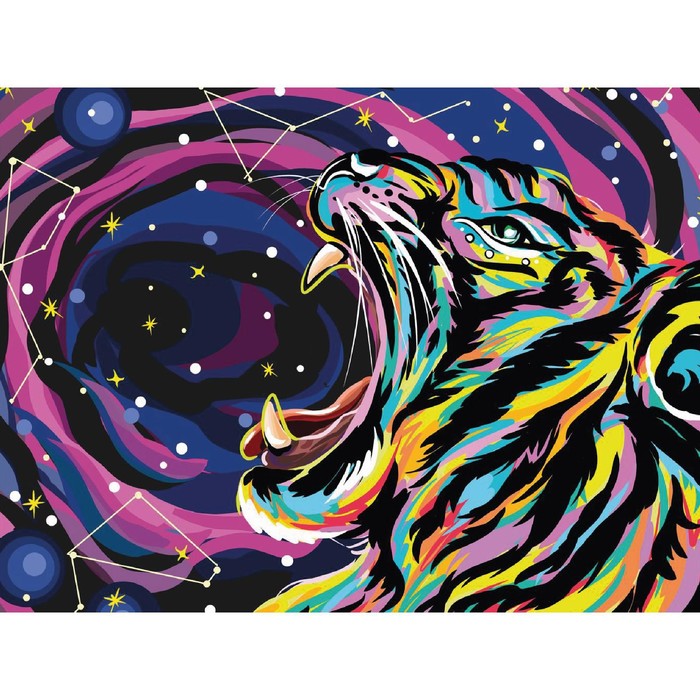 Алмазная мозаика с полным заполнением на подрамнике «Звёздный тигр», 30 × 40 см алмазная мозаика на подрамнике с полным заполнением звёздный тигр 30 × 40 см