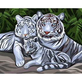 Алмазная мозаика на подрамнике с полным заполнением «Белые тигры», 40 × 50 см