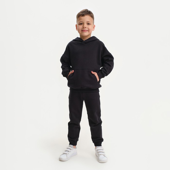 фото Костюм детский (худи, брюки) kaftan "basic line", размер 28 (86-92), цвет чёрный