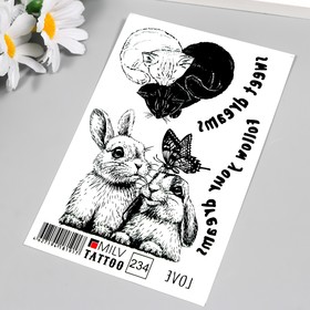 

Татуировка на тело "Милые котики и зайки" 10х15 см