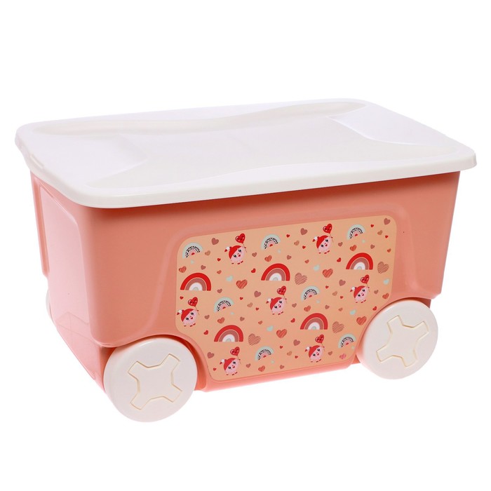Детский ящик «Малышарики» на колесах, 50 л, цвет карамельный детский ящик малышарики на колесах 50 л цвет липовый