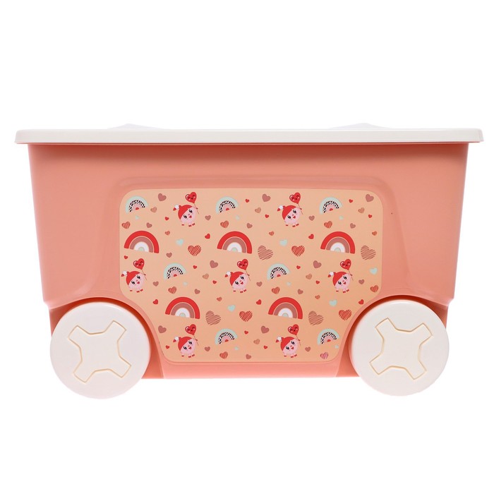 фото Детский ящик «малышарики» на колесах, 50 л, цвет карамельный lalababy