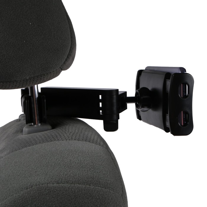 Держатель для телефона или планшета на подголовник авто, телескопический, 11-21 см., черный
