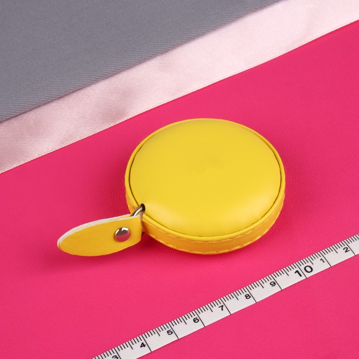 Сантиметровая лента-рулетка, искусственная кожа, 150 см (см/дюймы), цвет жёлтый