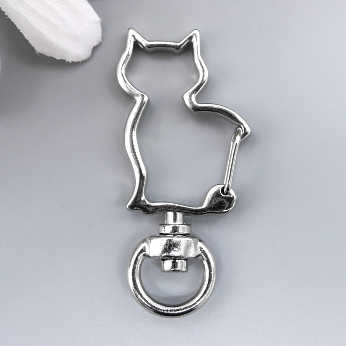 

Карабин металл "Кошка" серебро 4,1х1,9 см