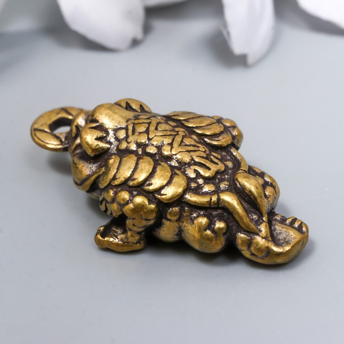 Сувенир латунь "Денежная жаба с монетой" 1,9х3,4 см