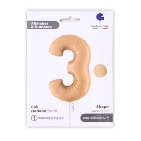 

Шар фольгированный цифра 40" "3" 40" Сатин Nude 1207-4673