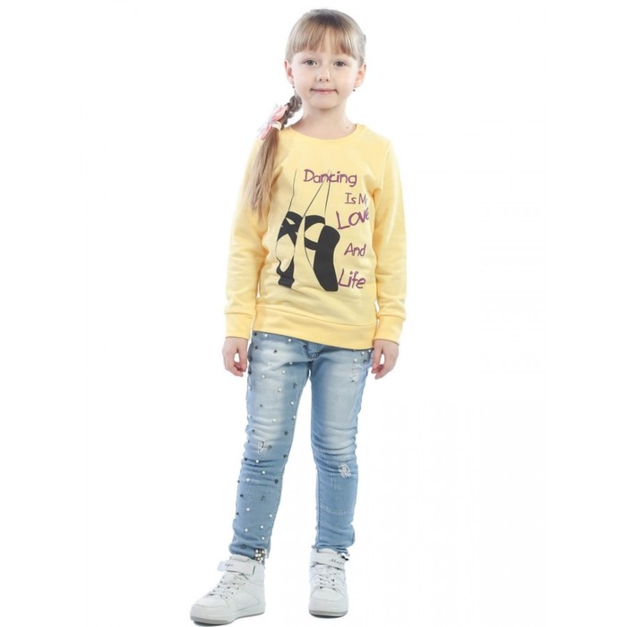 Свитшот детский Dancing, рост 122 см., цвет желтый свитшот для девочек dancing рост 122 см цвет бирюзовый