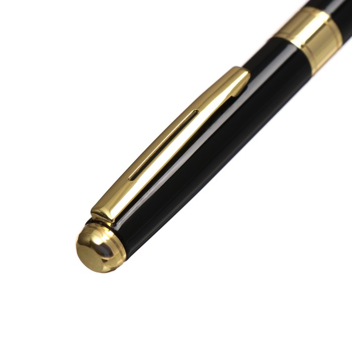 Ручка подарочная шариковая в кожзам футляре поворотная New корпус черный с золотым
