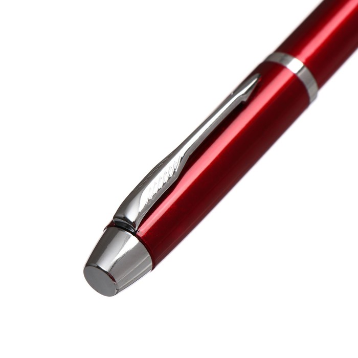 Ручка подарочная шариковая в кожзам футляре поворотная Атлантик корпус бордо с серебром