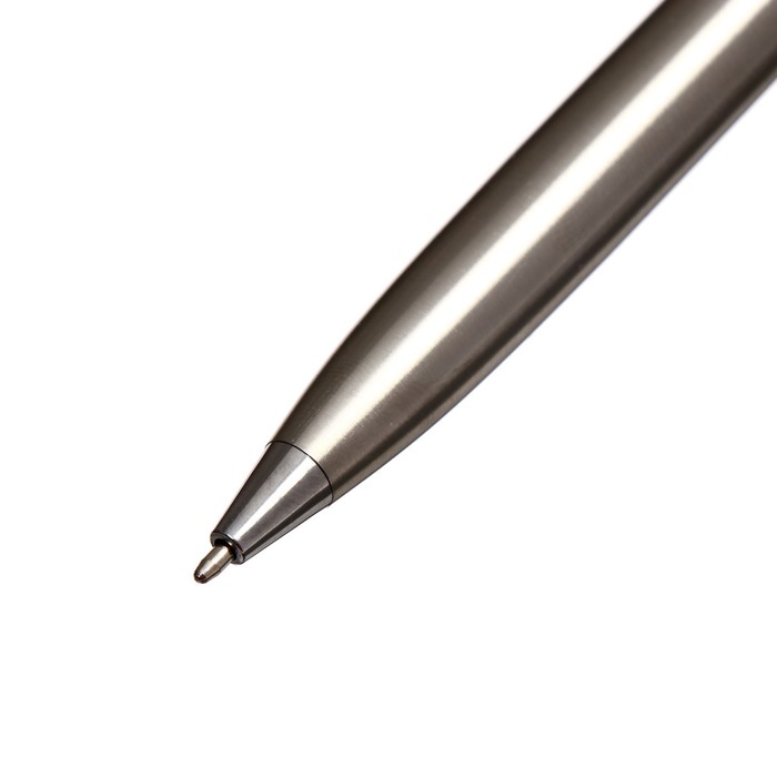 Ручка подарочная шариковая в кожзам футляре поворотная Атлантик корпус серебро