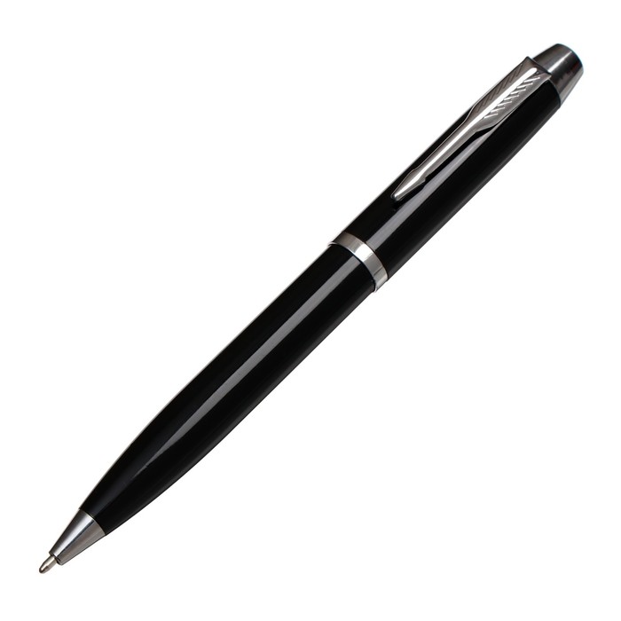 Ручка подарочная шариковая в кожзам футляре поворотная Атлантик корпус черный с серебром