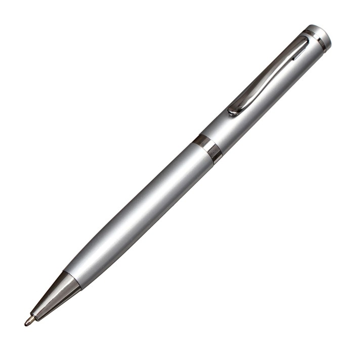 Ручка подарочная шариковая в кожзам футляре поворотная Коломбо корпус серебро