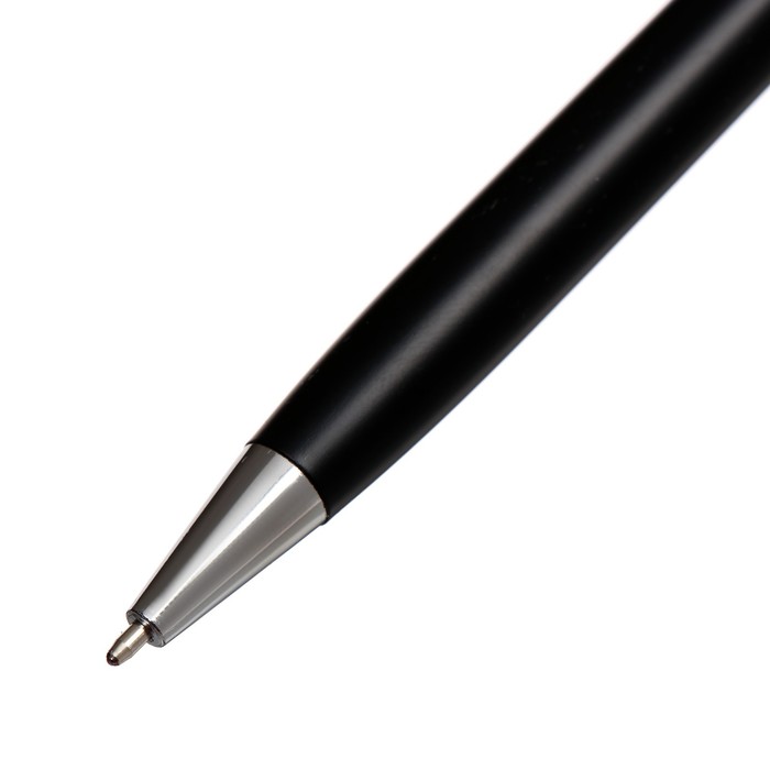 Ручка подарочная шариковая в кожзам футляре поворотная Коломбо корпус черный с серебром