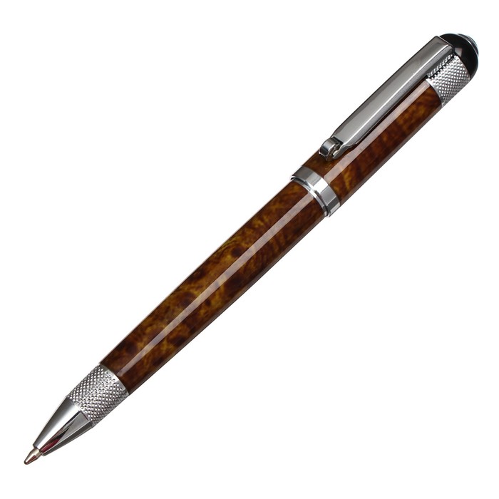Ручка подарочная шариковая в кожзам футляре поворотная Вензура корпус мрамор с серебром