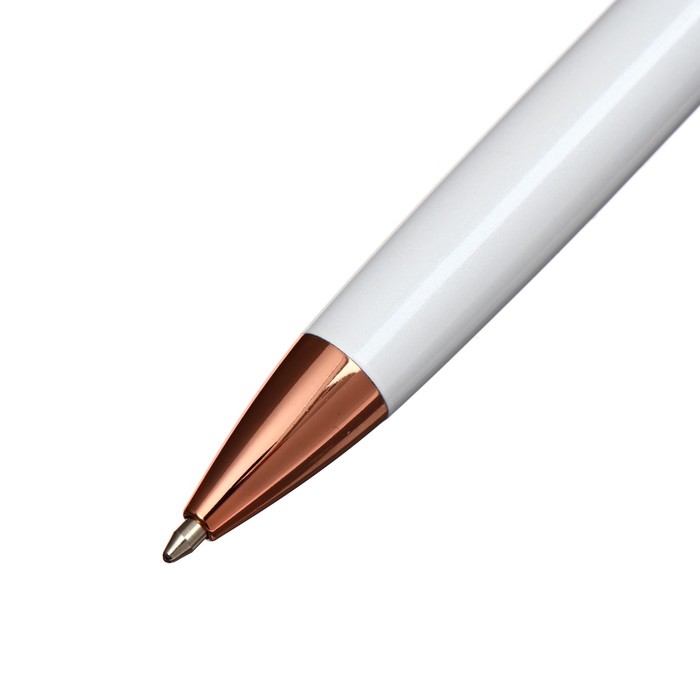 Ручка подарочная шариковая в кожзам футляре поворотная Кронос корпус белый с золотым