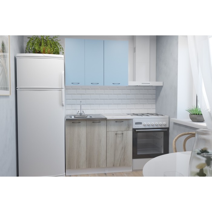 фото Кухонный гарнитур лидия мини 1000х600 белый/сосна/капри, бетон темный