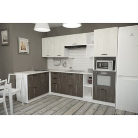 Кухонный угловой гарнитур Сиена мега прайм 2700х1500 Белый/Сосна/Дуб грей, бетон темный