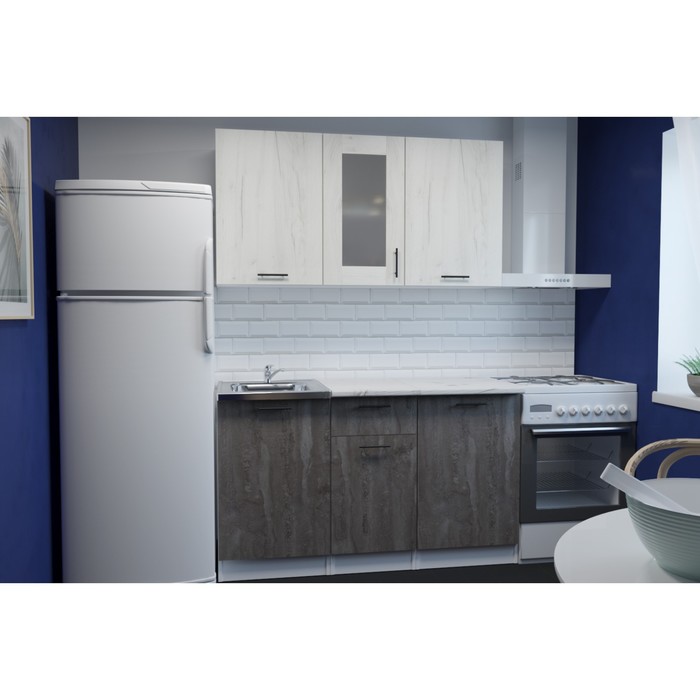 Кухонный гарнитур Сиена медиум 1400х600 Белый/Сосна/Дуб грей, бетон темный
