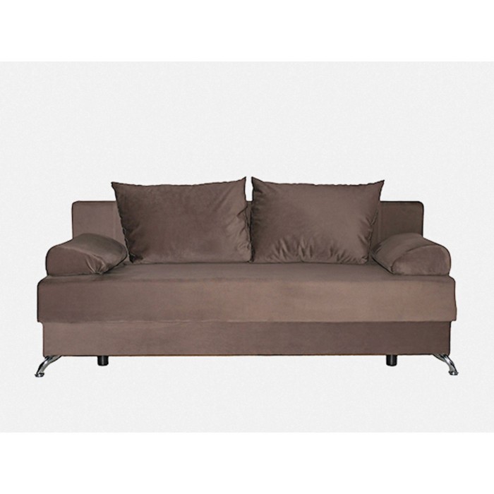 Прямой диван «Юность 11», механизм еврокнижка, пружинный блок, велюр, цвет коричневый