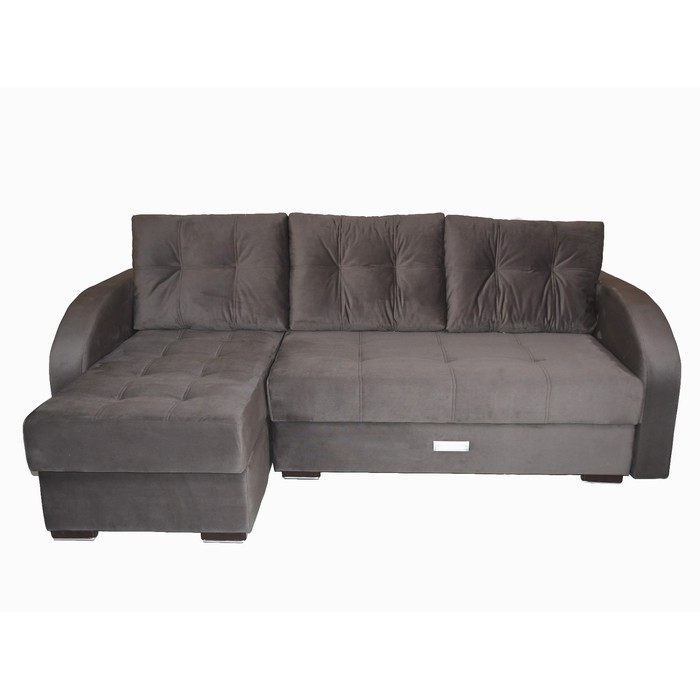 Угловой диван «Милан», еврокнижка, блок независимых пружин, левый угол, велюр, коричневый