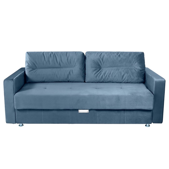 Прямой диван «Ливерпуль 3», еврокнижка, блок независимых пружин, велюр, цвет синий