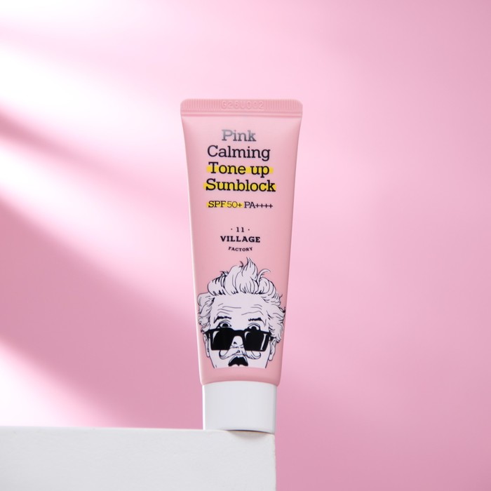 фото Солнцезащитный крем village 11 factory "pink calming sun block", успокаивающий, spf 50, 25 мл