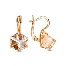 

Серьги "Кубик" грани, розовое золочение, цвет белый