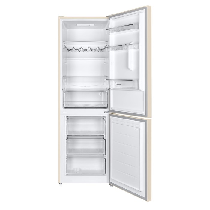 Холодильник MAUNFELD MFF185SFBG, двухкамерный, класс А+, 317 л, бежевый отдельностоящий двухкамерный холодильник maunfeld mff185sfbg