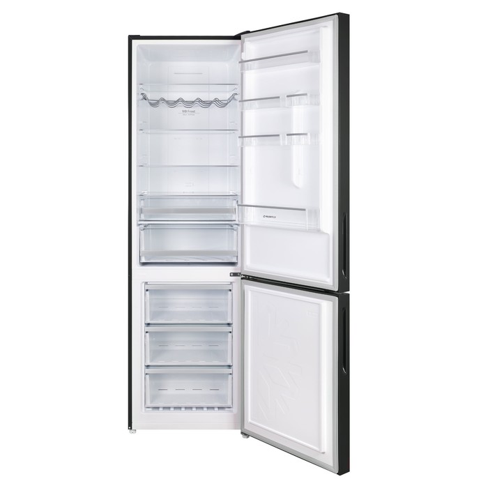 Холодильник MAUNFELD MFF200NFB, двухкамерный, класс А+, 377 л, Full No Frost, чёрный