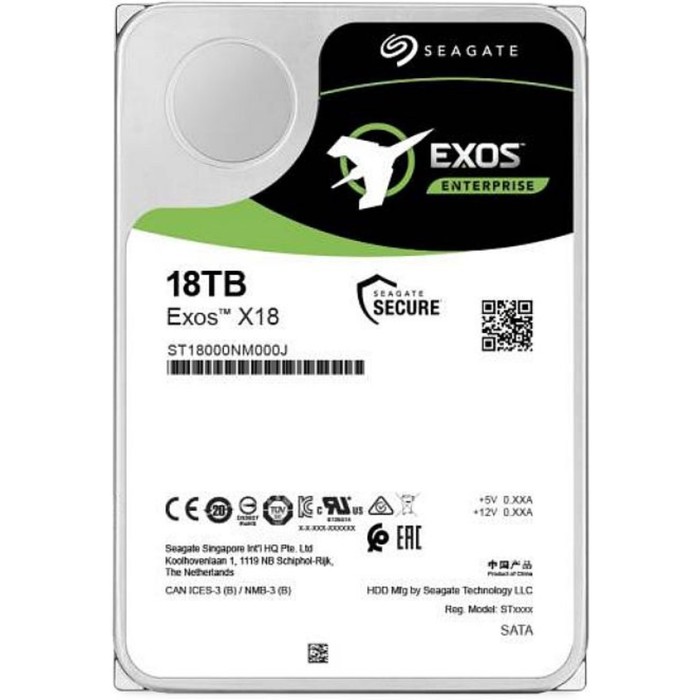 фото Жесткий диск seagate original st18000nm000j exos x18 512e, 18 тб, sata iii, 3.5"