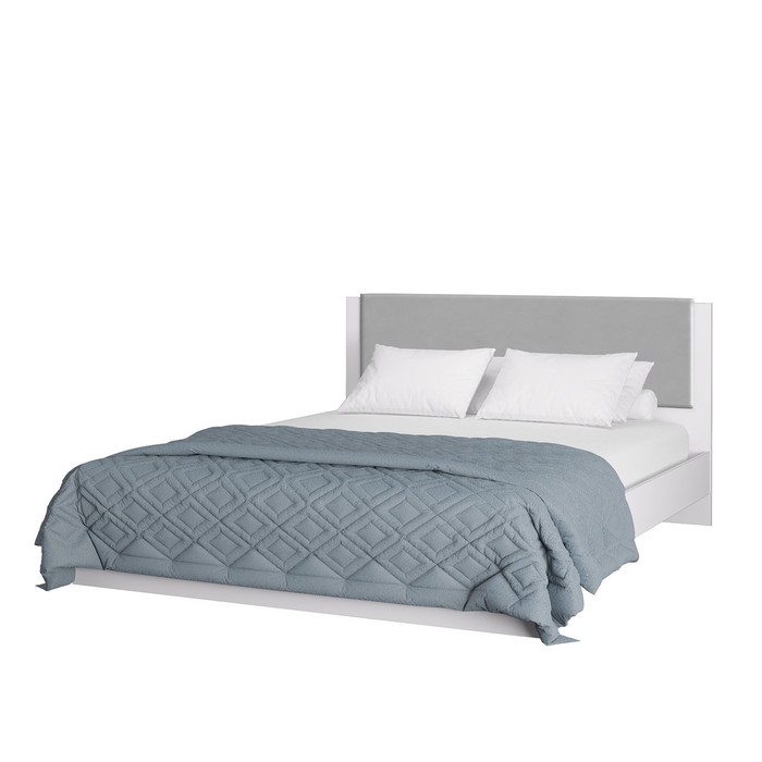 Кровать «Акцент №16М», 1600×2000 мм, цвет белый / цемент светлый / веллюкс сильвер кровать чарли 16м 1600×2000 мм искусственная шерсть цвет кашемир