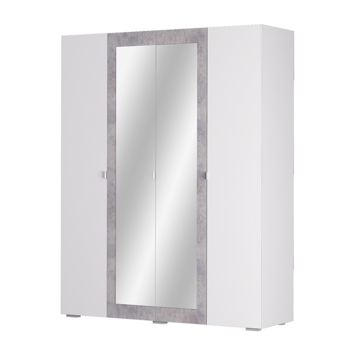 Шкаф 4-створчатый «Акцент №24», 1600 × 523 × 2020 мм, цвет белый / цемент светлый кровать акцент 16м 1600 × 2000 мм цвет белый цемент светлый конфетти сильвер