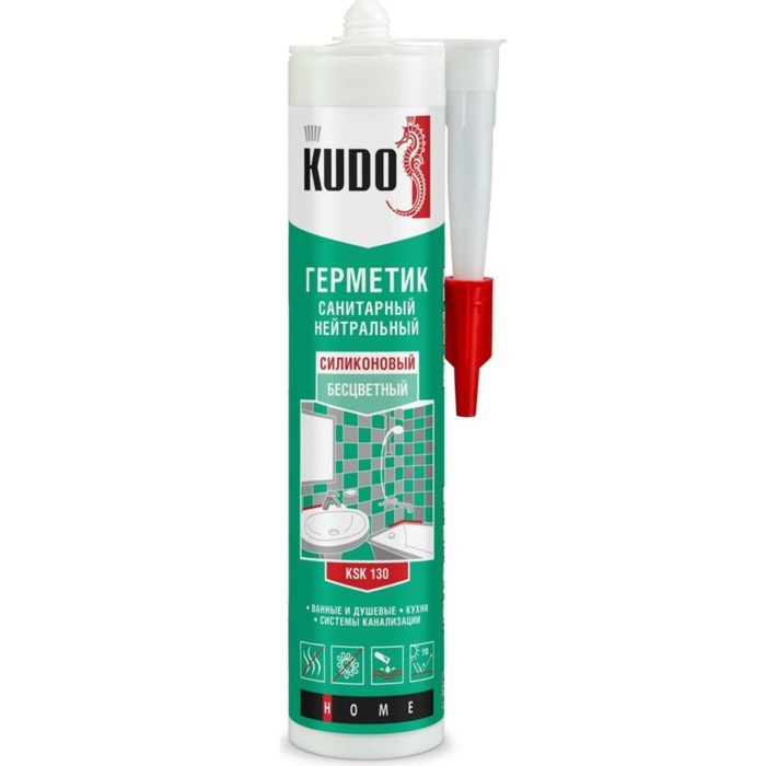 Герметик KUDO KSK-130, санитарный, нейтральный, прозрачный, 280 мл нейтральный санитарный герметик kudo ksk 131