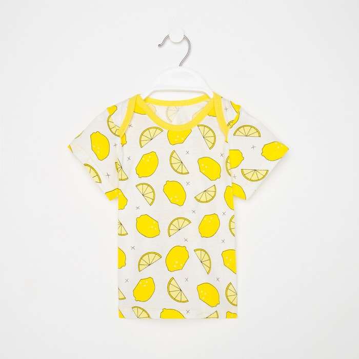 фото Футболка детская, цвет молочный/лимон, рост 86 юниор текстиль