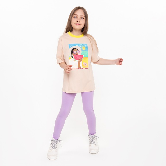 фото Леггинсы для девочки, цвет лиловый, рост 92 юниор текстиль