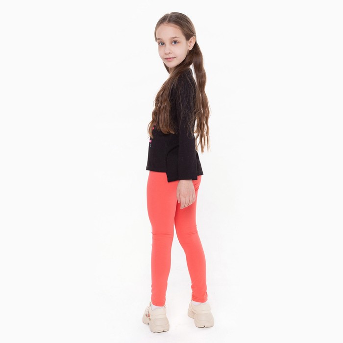 фото Леггинсы для девочки, цвет коралловый, рост 134 юниор текстиль