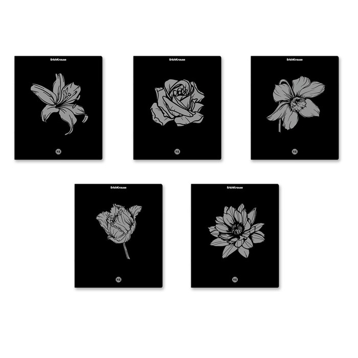 

Тетрадь 48 листов в клетку ErichKrause Silver Flowers, обложка мелованный картон, тиснение серебром, МИКС
