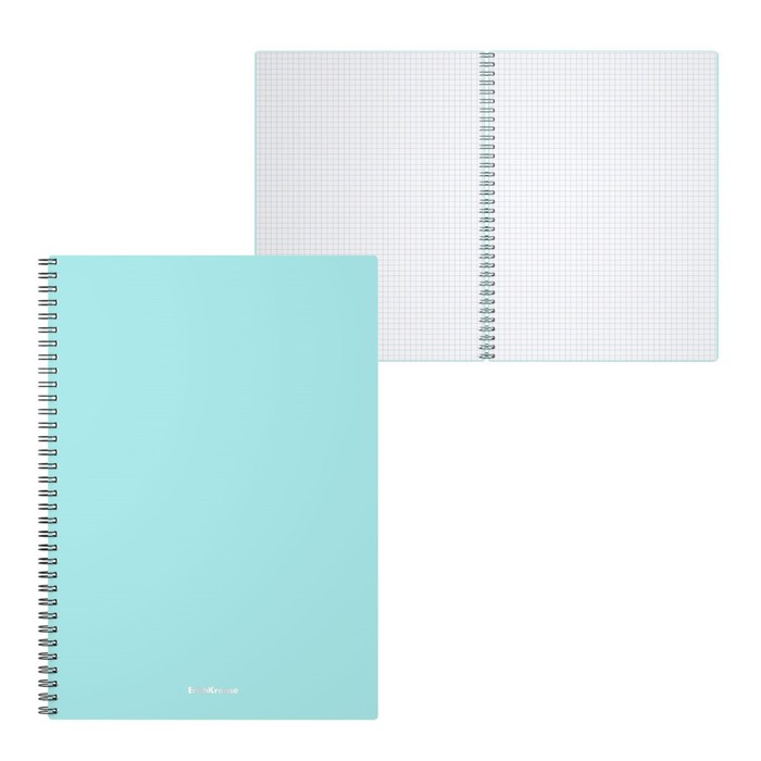 

Тетрадь А4, 80 листов в клетку на гребне ErichKrause "Pastel Mint", пластиковая обложка, тиснение "песок", мятная