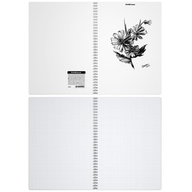 

Тетрадь А5, 80 листов в клетку на гребне ErichKrause Blossom "Black and White", пластиковая обложка, тиснение "песок", блок офсет, белизна 100%