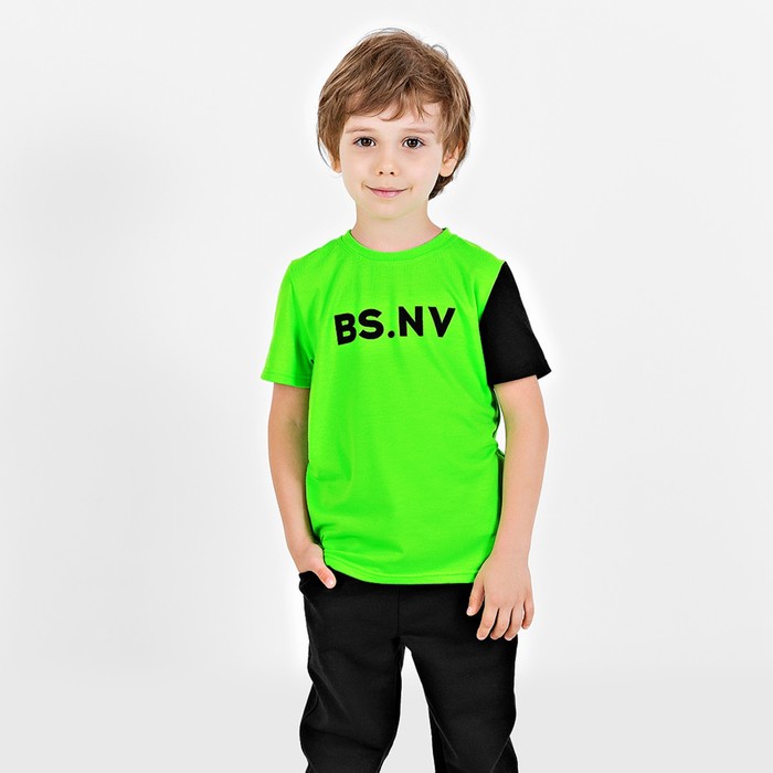 Футболка для мальчика, рост 110 см, цвет неоновый - зеленый