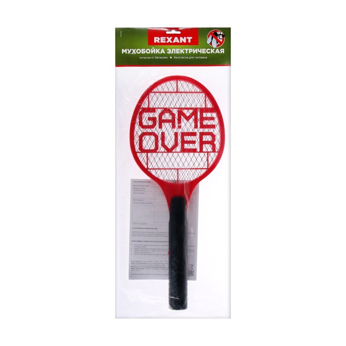 

Мухобойка электрическая REXANT GAME OVER EDITION, 2xAA (не в компл.), черно-красная