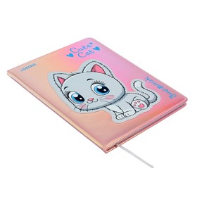 

Дневник школьный для 1-11 класса, Cute Cat, твёрдая обложка с поролоном, искусственная кожа, блок 80 г/м2, ляссе