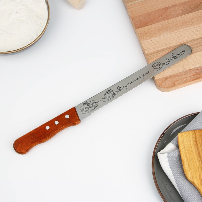 фото Нож для бисквита двусторонний «вкусного дня», 38 х 3 см, лезвие 25 см konfinetta