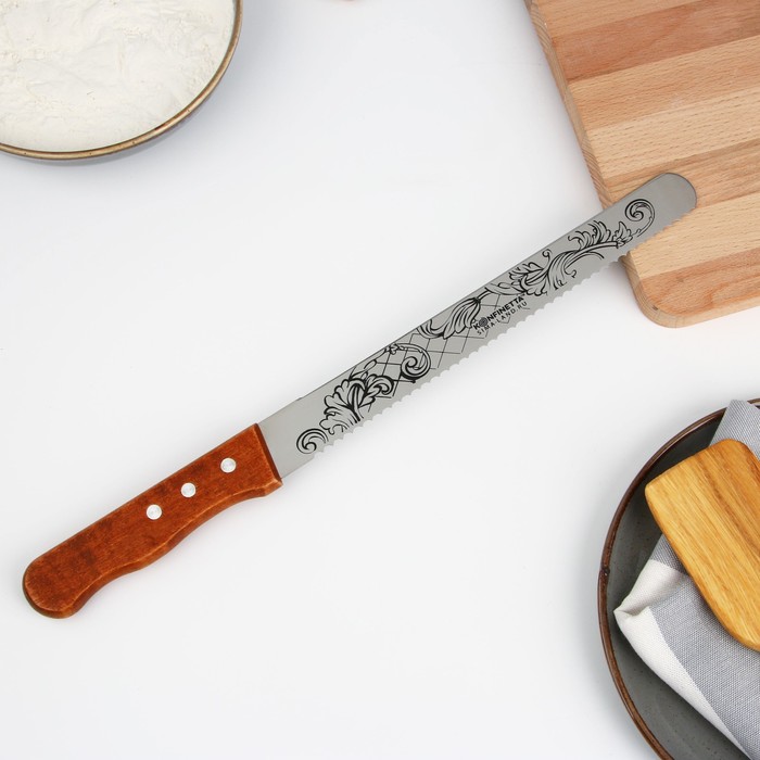 фото Нож для бисквита двусторонний «завитки»«, 38 х 3 см, лезвие 25 см konfinetta