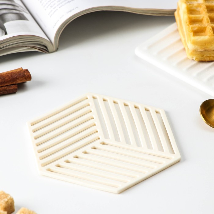 фото Подставка под горячее силиконовая, 13х11,5х0,3 см цвет белый